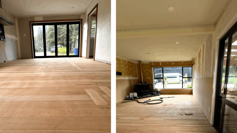 Two images of the sanding process by Flooring Xtra
